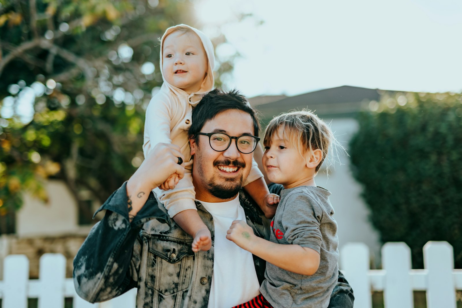 A family relaxing together at home